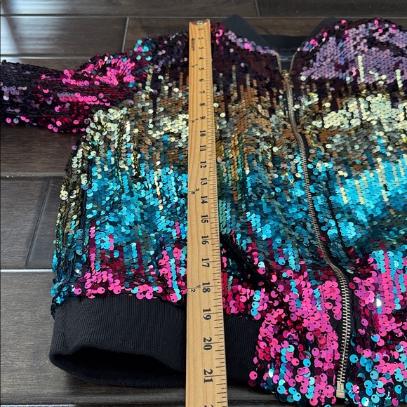 ❤️3/$30 Touch Me Sequin Bomber Jacket - Multicolor - Picture 9 of 11